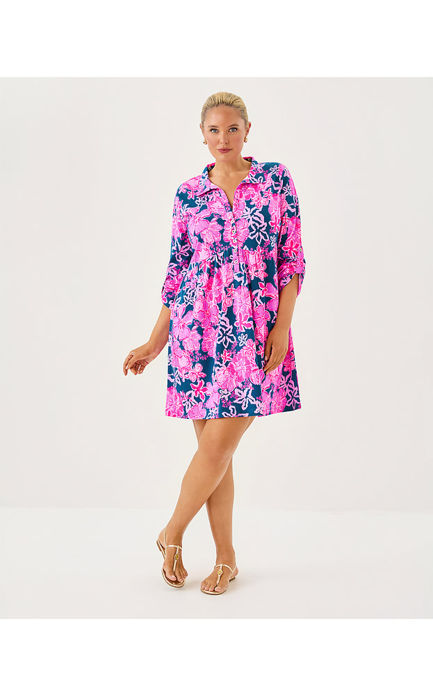 Saralyn Popover Shirtdress - Starlight Navy Once And Floral