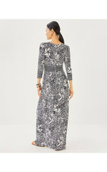 Roslynne V-Neck Maxi Dress - Onyx Lots To Spot Engineered Knit Maxi
