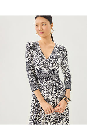 Roslynne V-Neck Maxi Dress - Onyx Lots To Spot Engineered Knit Maxi
