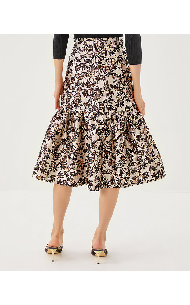 Valora Midi Skirt - Noir Pineapple Puff Metallic Jacquard