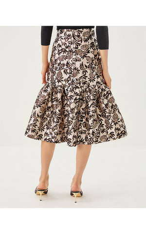 Valora Midi Skirt - Noir Pineapple Puff Metallic Jacquard