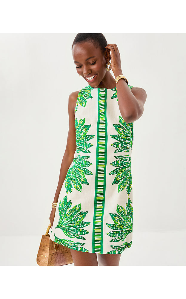 Devyn Stretch Shift Dress - Kitts Green Shady Babe Engineered Woven