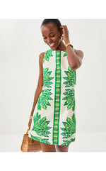 Devyn Stretch Shift Dress - Kitts Green Shady Babe Engineered Woven