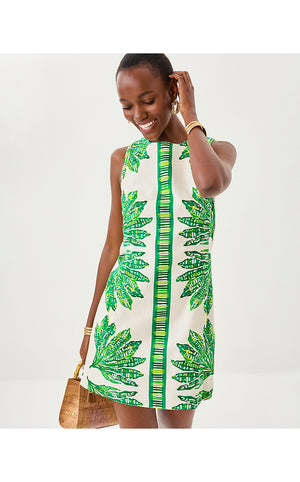 Devyn Stretch Shift Dress - Kitts Green Shady Babe Engineered Woven