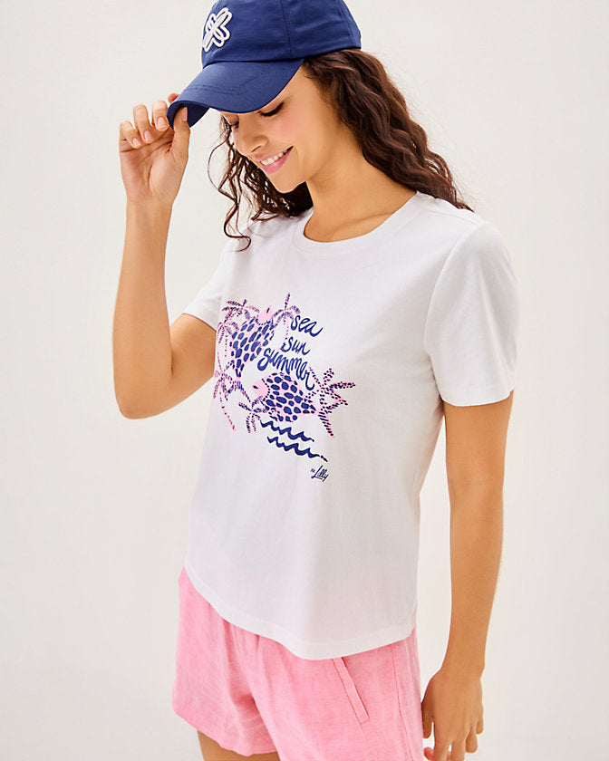 Barreto Knit Top Multi Sun Sea Motifs Graphic