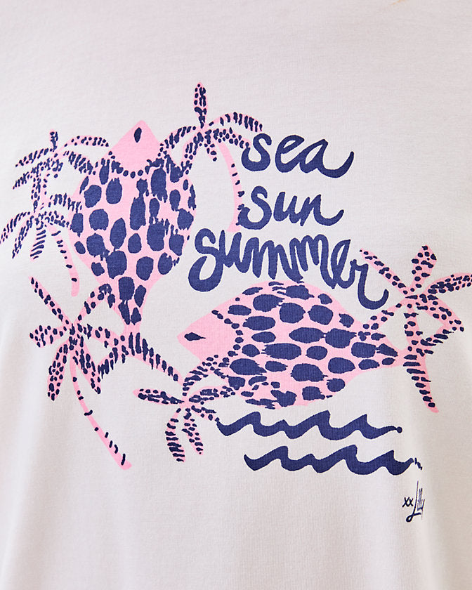 Barreto Knit Top Multi Sun Sea Motifs Graphic