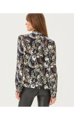Elanor V-Neck Silk Top - Onyx Irisistable