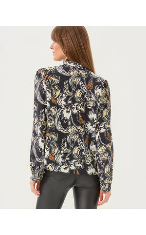 Elanor V-Neck Silk Top - Onyx Irisistable