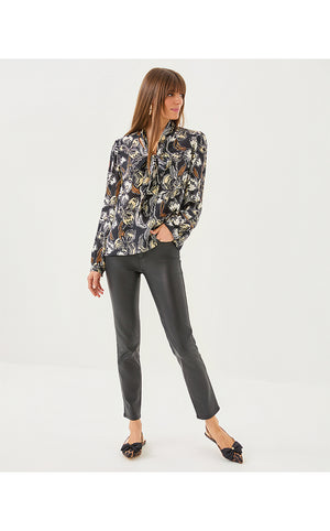 Elanor V-Neck Silk Top - Onyx Irisistable