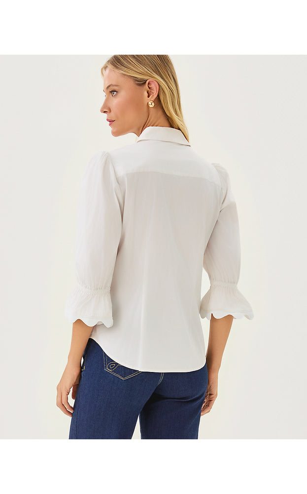 The RicRac 3/4 Sleeve Lilly Shirt - Resort White