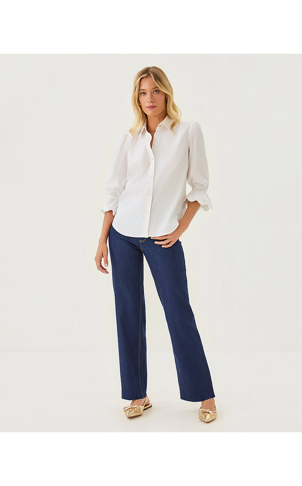 The RicRac 3/4 Sleeve Lilly Shirt - Resort White