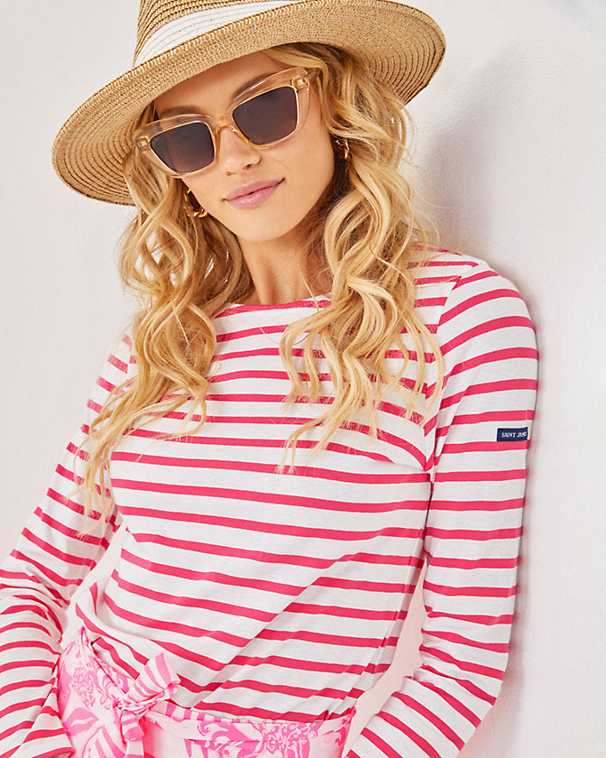 Lilly x Saint James Minquidame Tee - Rose Soleil Stripes