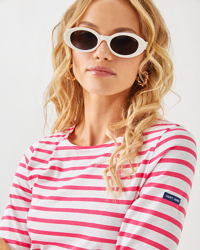 Lilly x Saint James Minquidame Tee - Rose Soleil Stripes