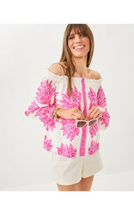 Kalinda Off The Shoulder Top - Pink Bliss Shady Babe Engineered Woven