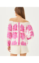 Kalinda Off The Shoulder Top - Pink Bliss Shady Babe Engineered Woven