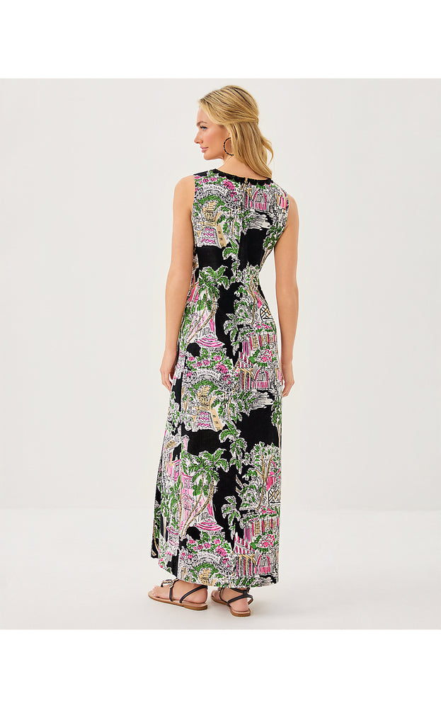 Darlene Stretch Maxi Shift Dress - Onyx Oversized PB Anniversary Toile