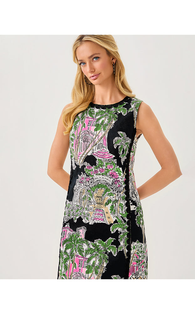 Darlene Stretch Maxi Shift Dress - Onyx Oversized PB Anniversary Toile