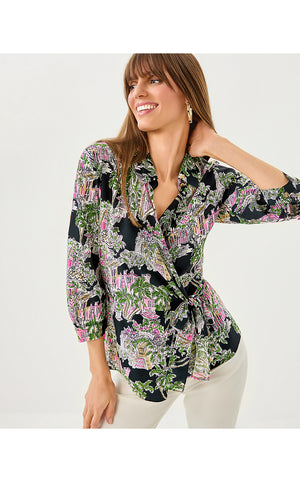 Casia Wrap Tunic- Onyx PB Anniversary Toile