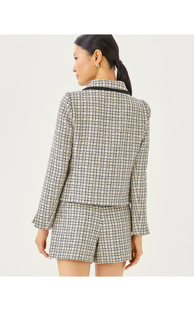 Kalara Boucle Jacket - Coconut Lurex Houndstooth Boucle
