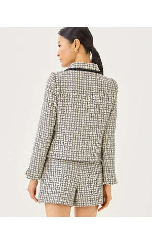 Kalara Boucle Jacket - Coconut Lurex Houndstooth Boucle
