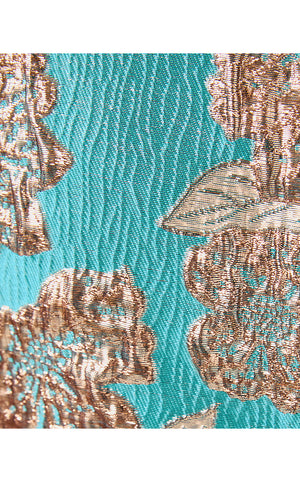 Annaleese Sleeveless Cropped Top - Tangier Teal Floral Fling Metallic Jacquard
