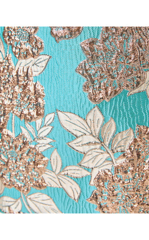 Janey High Rise Mini Skirt - Tangier Teal Floral Fling Metallic Jacquard