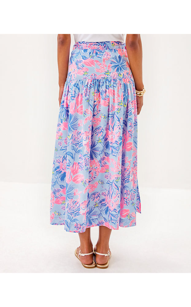 Corina Cotton Midi Skirt - Multi Elephant Splash