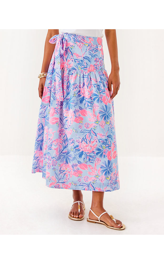 Corina Cotton Midi Skirt - Multi Elephant Splash