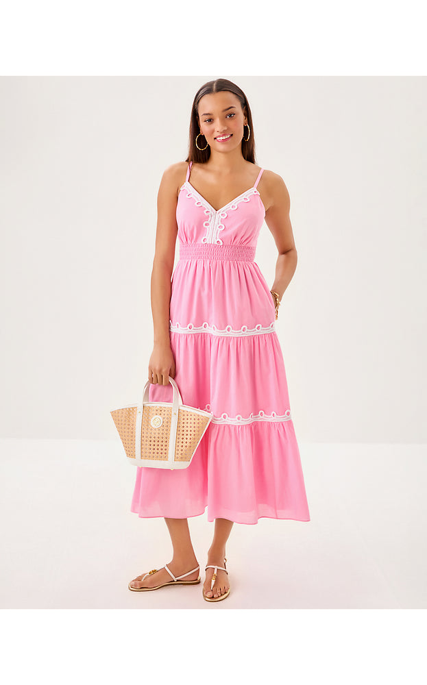Zanna Cotton Midi Dress - Conch Shell Pink