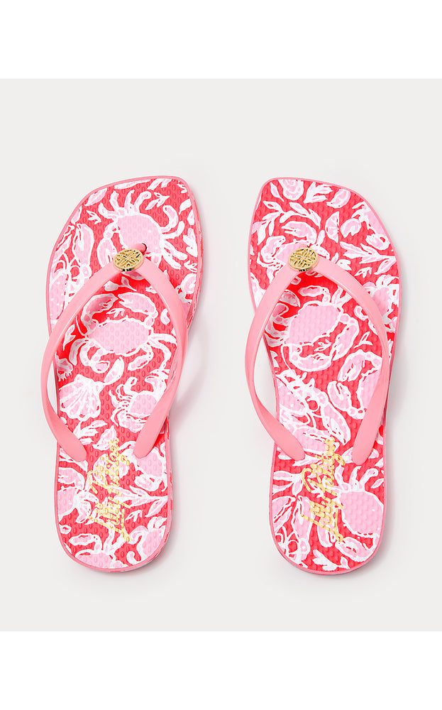 Sandsational Square Toe Flip Flop - Cane Coral Crab Collab