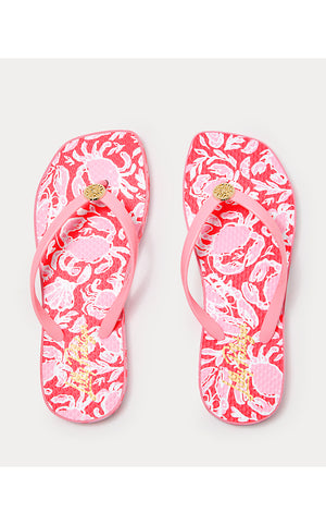 Sandsational Square Toe Flip Flop - Cane Coral Crab Collab
