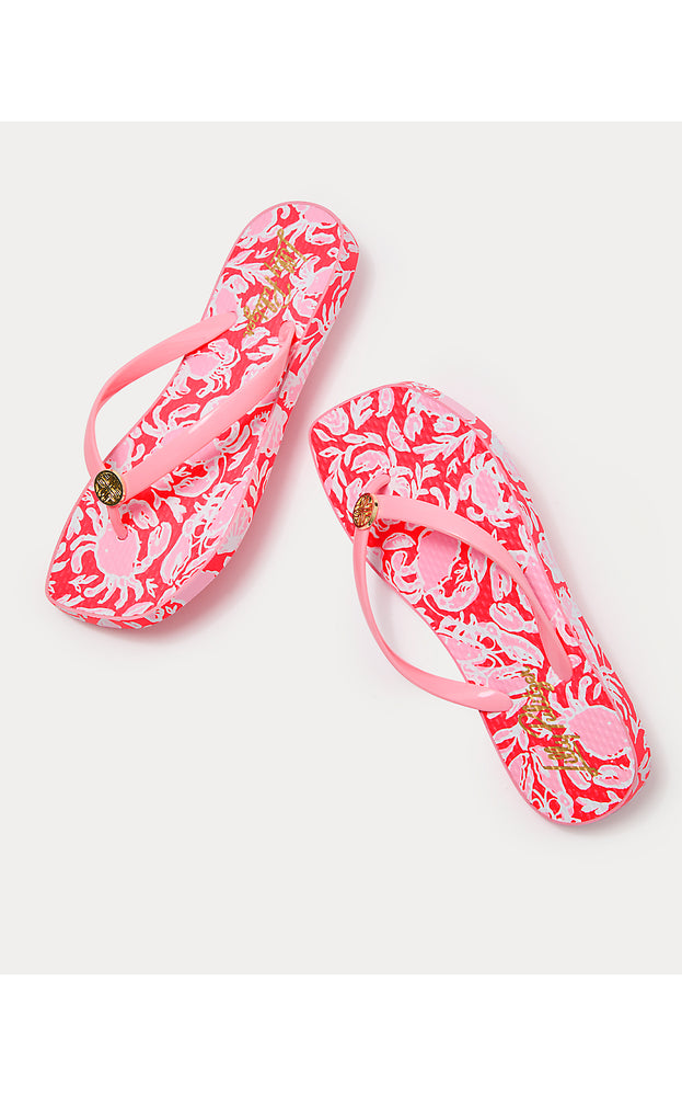 Sandsational Square Toe Flip Flop - Cane Coral Crab Collab