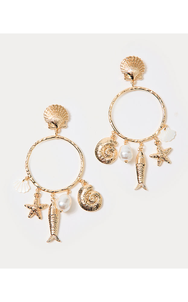 Summer Serenade Charm Hoop Earrings - Gold Metallic