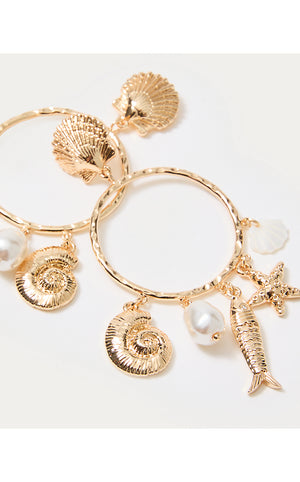 Summer Serenade Charm Hoop Earrings - Gold Metallic