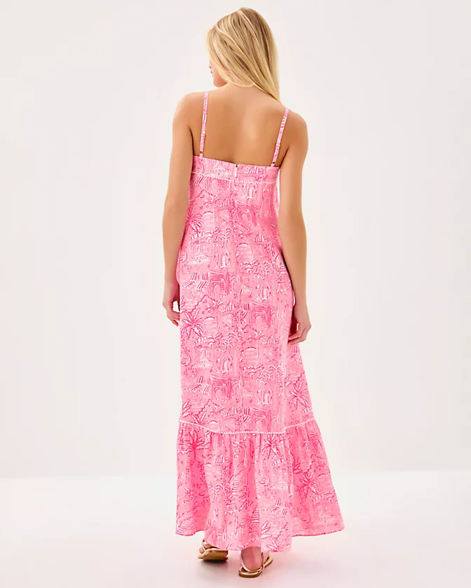 Rozalie Linen Maxi Dress - Conch Shell Pink Pennys Playground