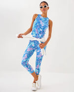 UPF 50+ Luxletic 21" Weekender High Rise Crop Legging - Sunwashed Blue Citrus Crush
