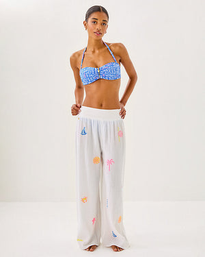29" Enzo Embroidered Pant Cover-Up - Resort White Beachcomber Embroidery