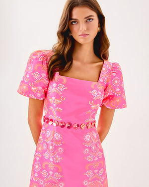 Cohen Skirted Romper - Sunkissed Pink Breezy Palm Engineered
