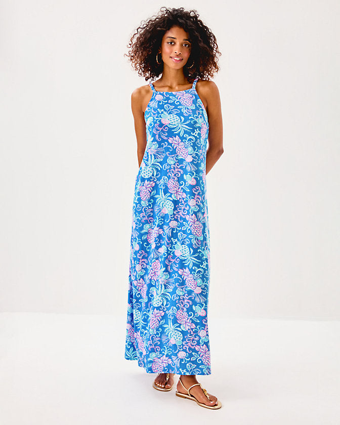 Kyleigh Maxi Dress - Sunwashed Blue Citrus Crush