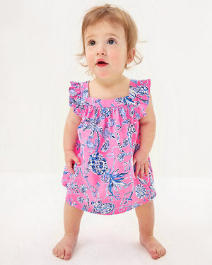 Plumeria Infant Dress - Rousseau Pink Barefoot Beachcombers