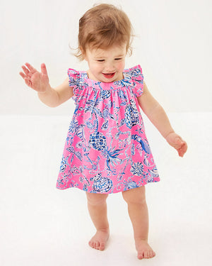 Plumeria Infant Dress - Rousseau Pink Barefoot Beachcombers