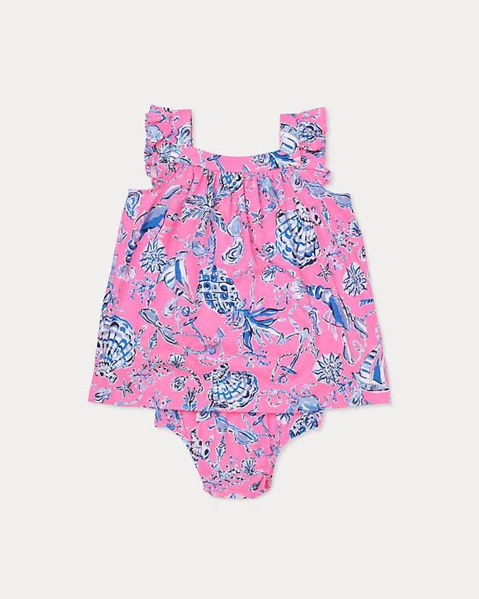 Plumeria Infant Dress - Rousseau Pink Barefoot Beachcombers