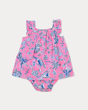 Plumeria Infant Dress - Rousseau Pink Barefoot Beachcombers