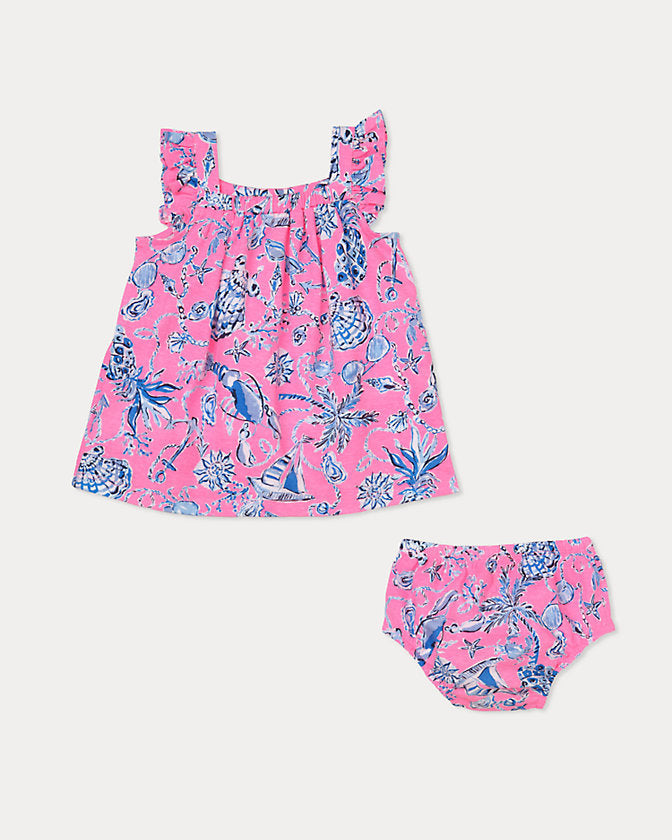 Plumeria Infant Dress - Rousseau Pink Barefoot Beachcombers