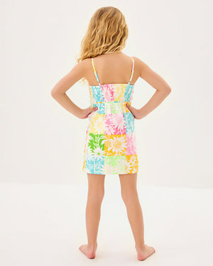 Girls Mini Shelli Dress - Multi Via Sunny Sunflowers