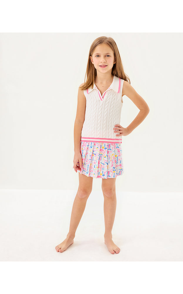 Girls Mini Suzette Sweater Tank - Resort White