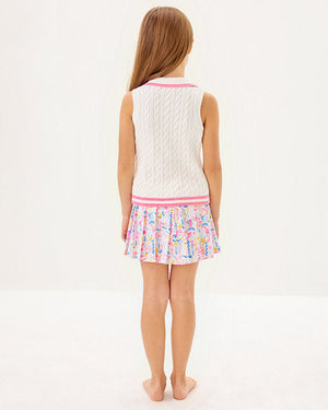 Girls Mini Suzette Sweater Tank - Resort White