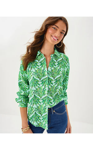 Sea View Linen Button Down Top - Kitts Green Shady Babe