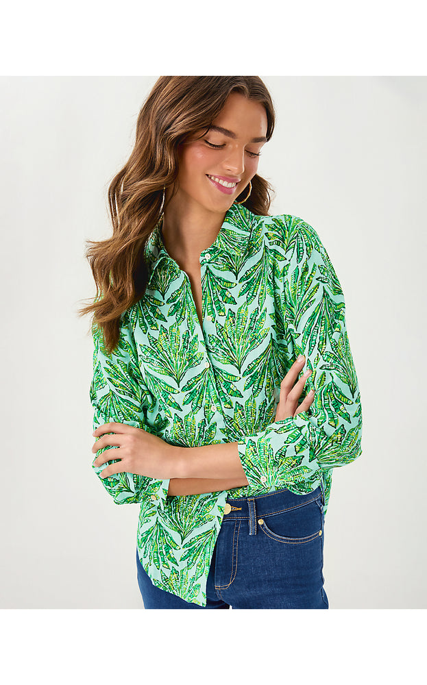 Sea View Linen Button Down Top - Kitts Green Shady Babe