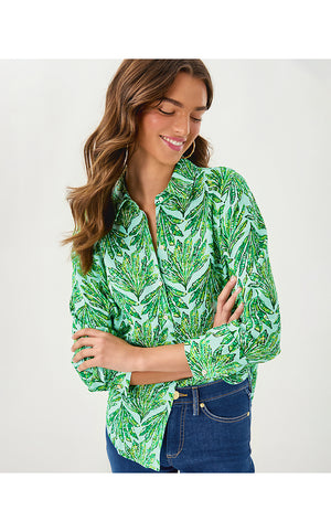 Sea View Linen Button Down Top - Kitts Green Shady Babe